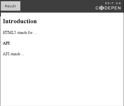 Example: Introduction to semantic elements.