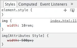 Image width precedence in debugger.