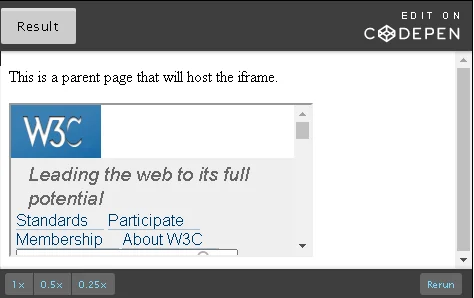 iFrame using Codepen.